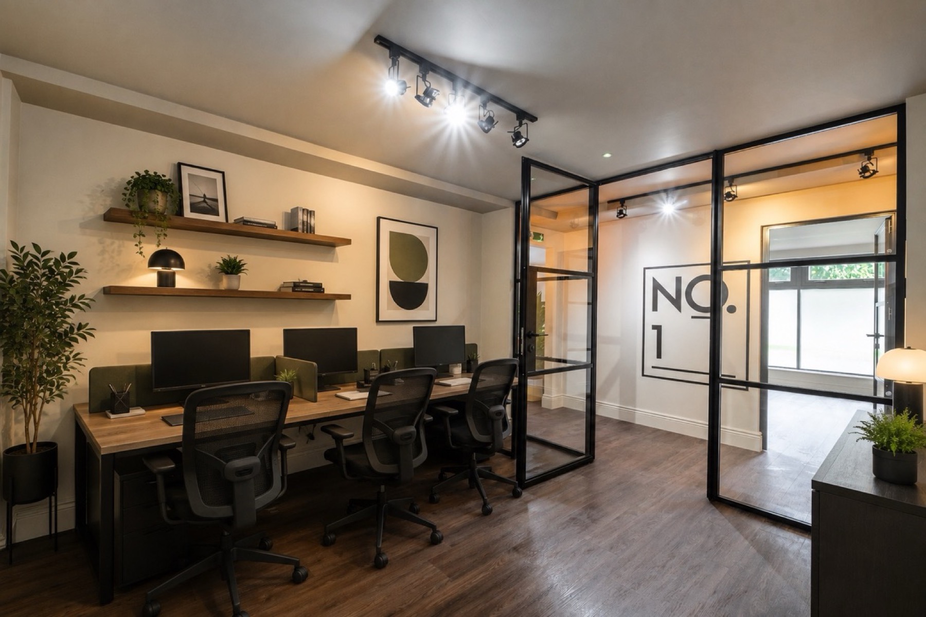 The Foundry office with desks and glass partitions